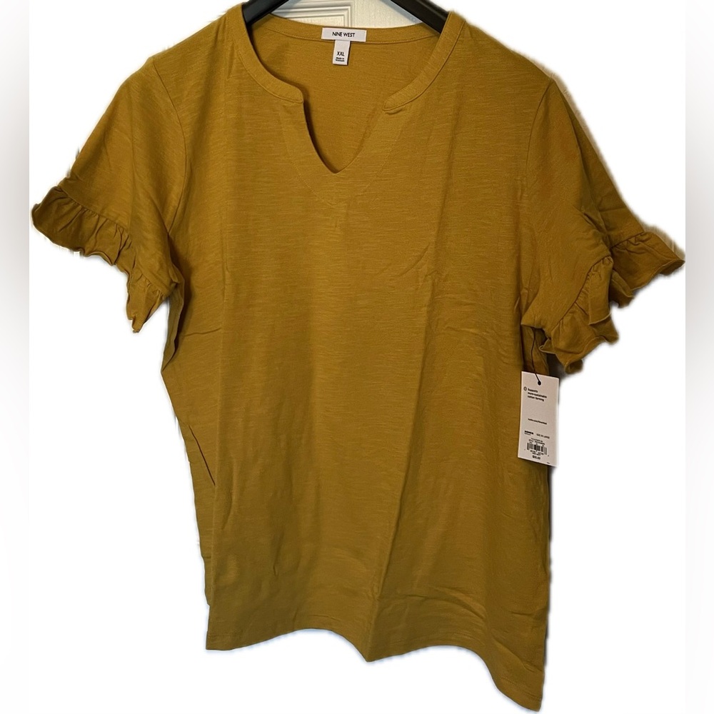 NWT Nine West Ruffle Sleeve VNeck Top Size XXL